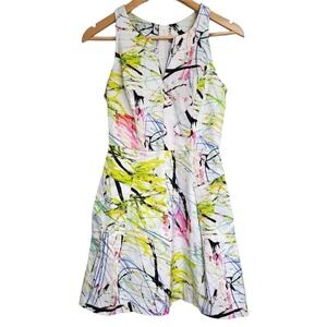 MILLY Colourful Sleeveless Racerback Scribble Print Mini Dress 2